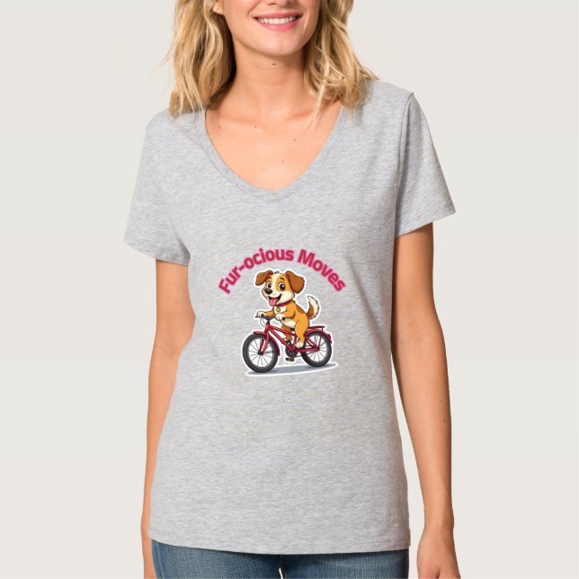 Camiseta **Funny Cycling Dog – Cute Dog Riding a Bicycle Il (Frente)