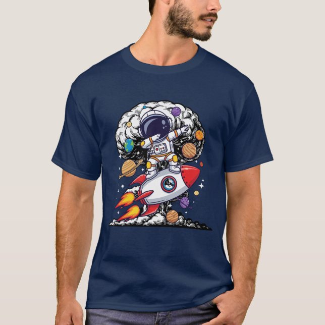Camiseta Funny Dabbing Astronaut Rocket Space Humor Design (Frente)