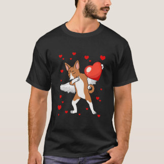 Camiseta Funny Dabbing Basenji Dog Heart Dia de os namorado