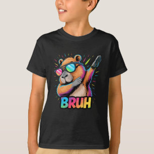 Camiseta Funny Dabbing Capy Bruh adolescente Jovens Jovens 