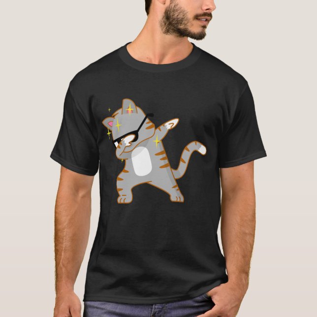 Camiseta Funny Dabbing Cat Kitty with Shades Humor Shirt  (Frente)