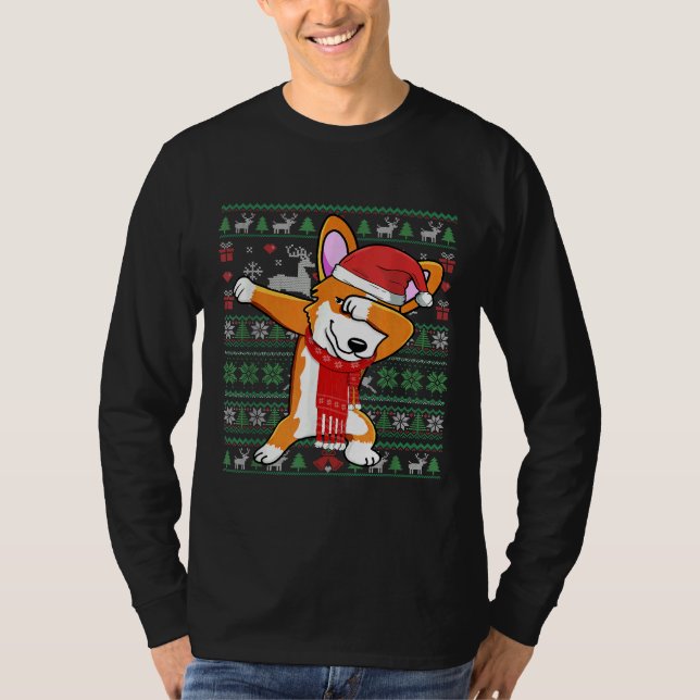 Camiseta Funny Dabbing Corgi Ugly Xmas Sweater Christmas Co (Frente)