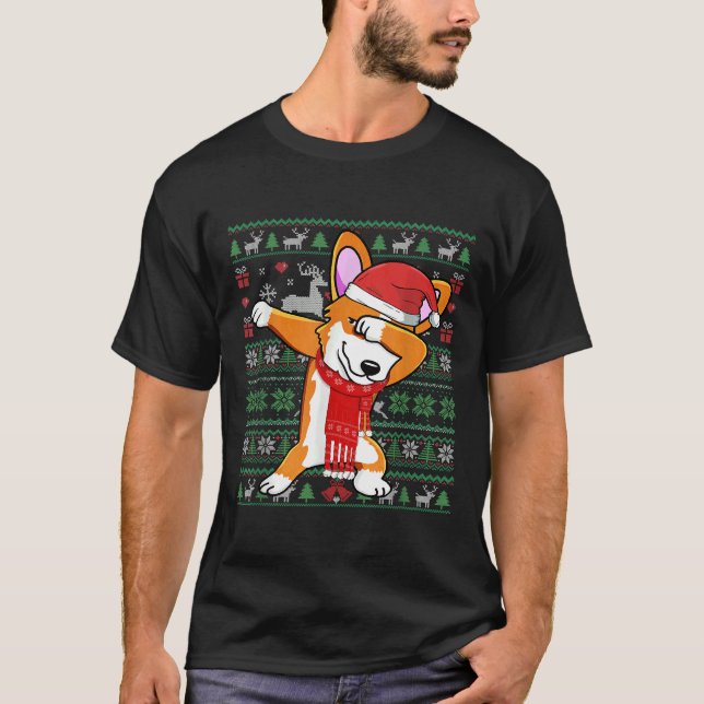 Camiseta Funny Dabbing Corgi Ugly Xmas Sweet Christmas Co (Frente)