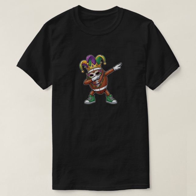 Camiseta Funny Dabbing football Ball Mardi Gras Jester Hat  (Frente do Design)