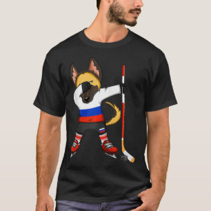 Camiseta Funny Dabbing German shepherd Rússia Fa de Hóquei 
