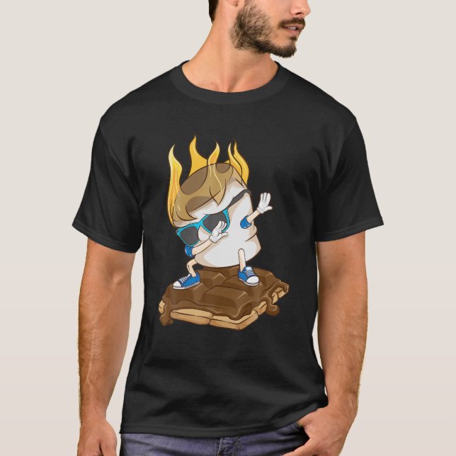 Camiseta Funny Dabbing Marshmallow Smores | Camping Da Lega (Frente)