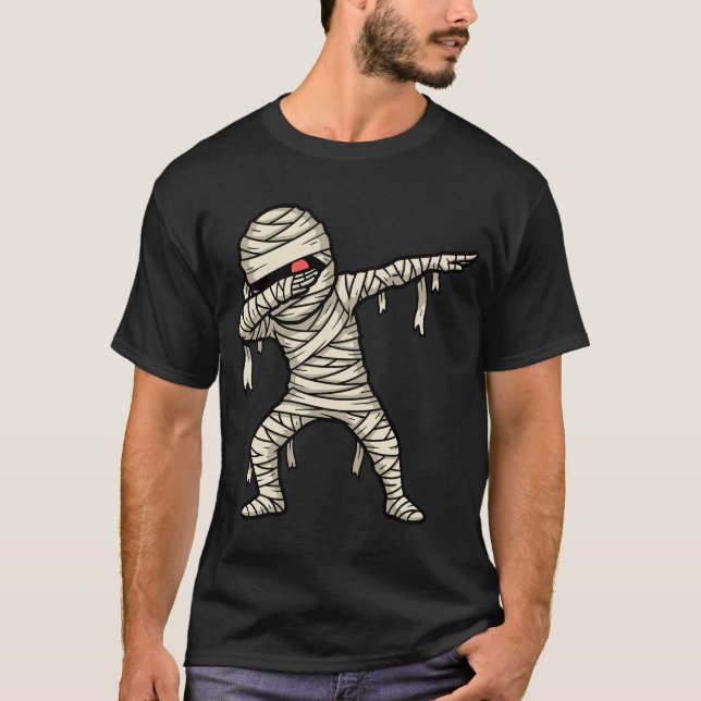 Camiseta Funny Dabbing Mummy Streetwear Halloween Tee Scary (Frente)