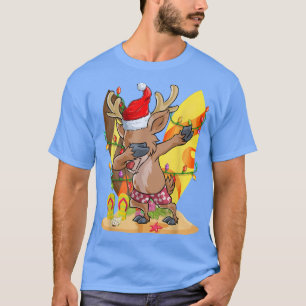 Camiseta Funny Dabbing Reindeer Hawaii Summer Feliz Christm