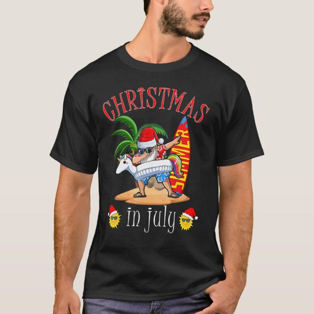 Camiseta Funny Dabbing Santa Christmas in July Santa Hawaii (Frente)