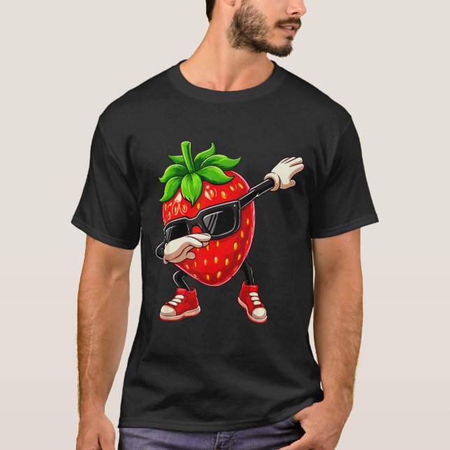 Camiseta Funny Dabbing Strawberry Summer Fruit Lover Men Wo (Frente)