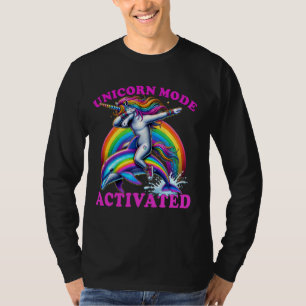 Camiseta Funny Dabbing Unicorn Dolphin Unicorn Mode Ativat