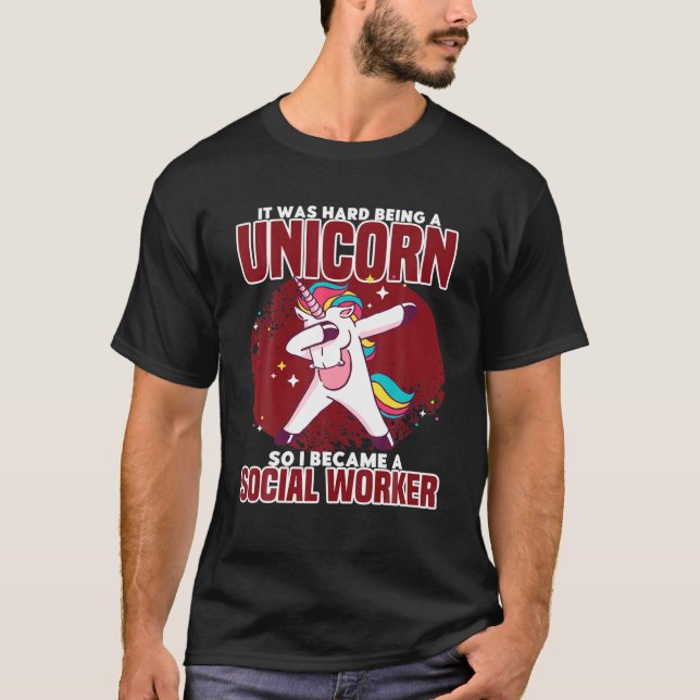 Camiseta Funny Dabbing Unicorn Social Worker Mystical Creat (Frente)