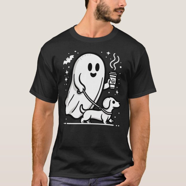 Camiseta Funny Dachshund Ghost Halloween Spooky Season Ween (Frente)