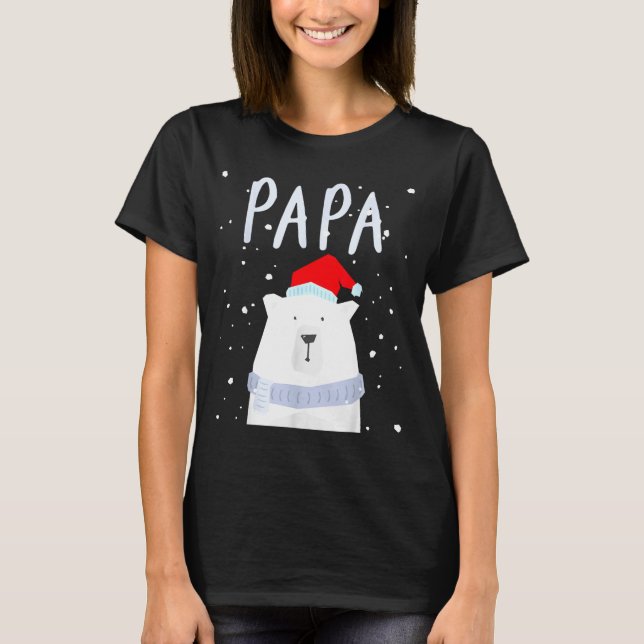 Camiseta Funny Dad Bear Christmas Saint Hat Couples Family  (Frente)
