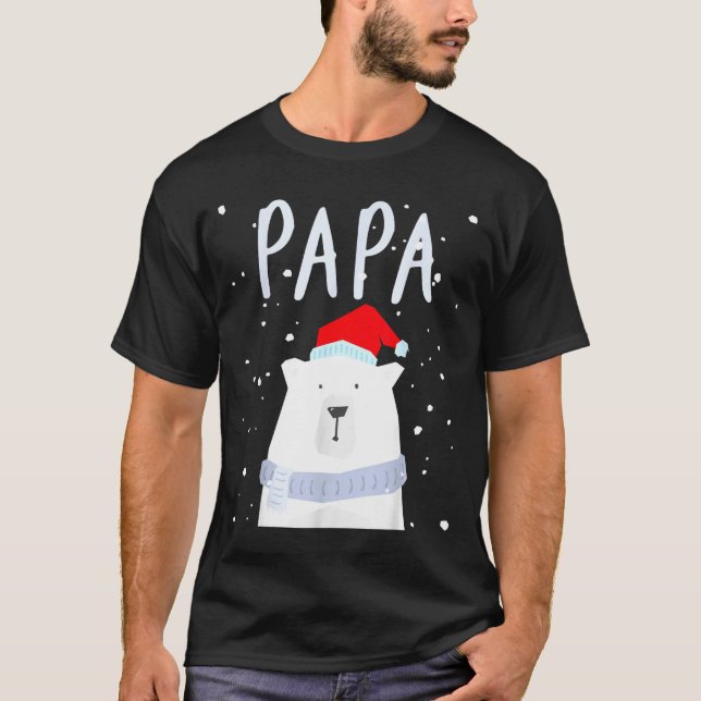 Camiseta Funny Dad Bear Christmas Saint Hat Couples Family  (Frente)