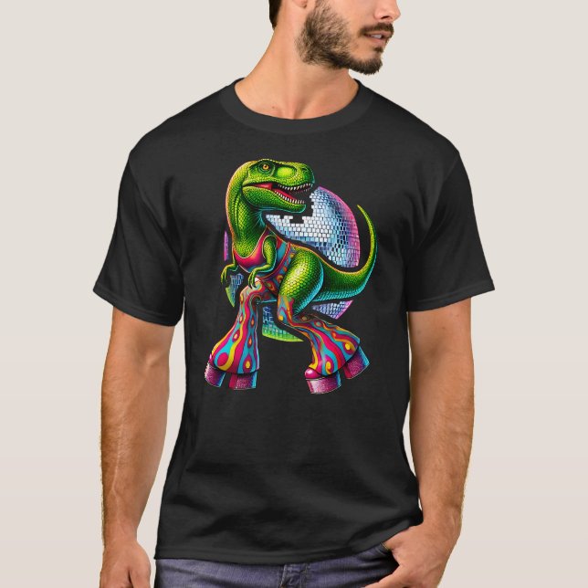 Camiseta Funny Dancing Dinosaur, Disco Dino Party, Dinosaur (Frente)