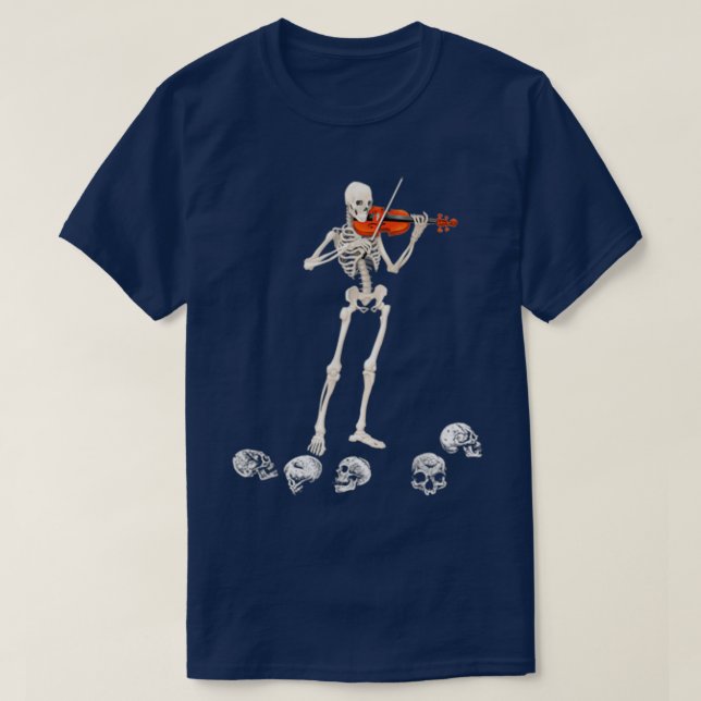 Camiseta Funny Dancing Skeleton Playing Violin Halloween Gi (Frente do Design)
