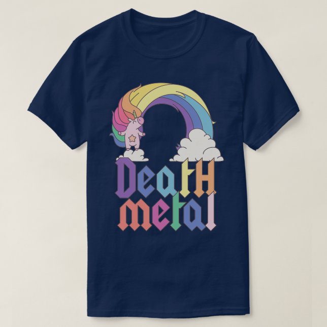 Camiseta Funny Death Metal Unicorn Cute Rock Banda Lov (Frente do Design)
