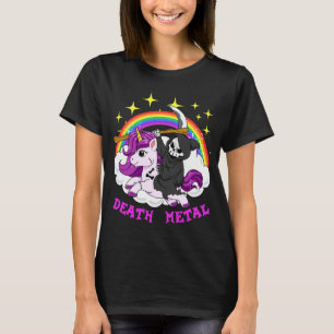 Camiseta Funny Death Metal Unicorn Rider Grim Reaper Heavy