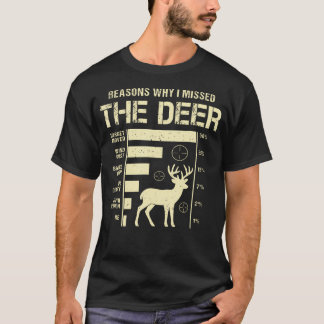 Camiseta Funny Deer Hunting Reasons Why I Missed The Deer