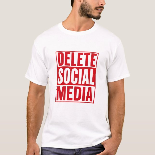 Camiseta Funny Delete Social Media Anti Internet Minimalist (Frente)