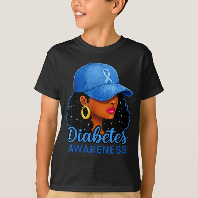 Camiseta Funny Diabetes Awareness Month Black Women  (Frente)
