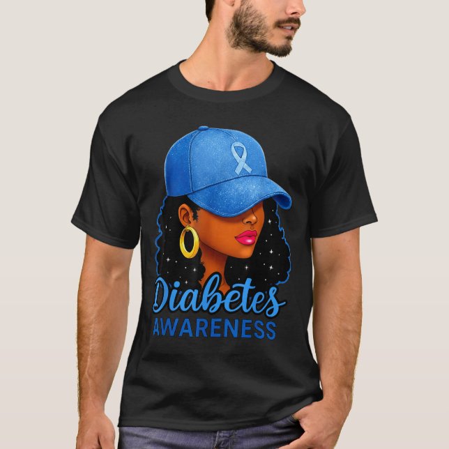 Camiseta Funny Diabetes Awareness Month Black Women  (Frente)