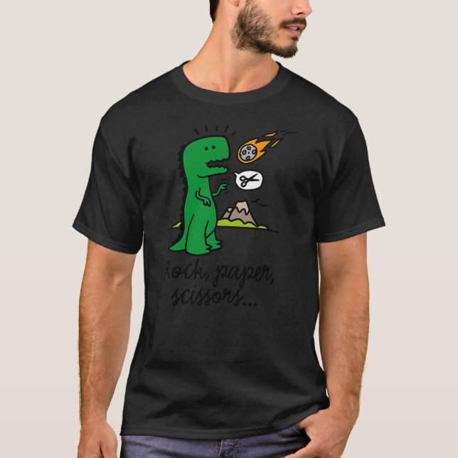Camiseta Funny dinosaur gift T-rex rock paper scissors mete (Frente)