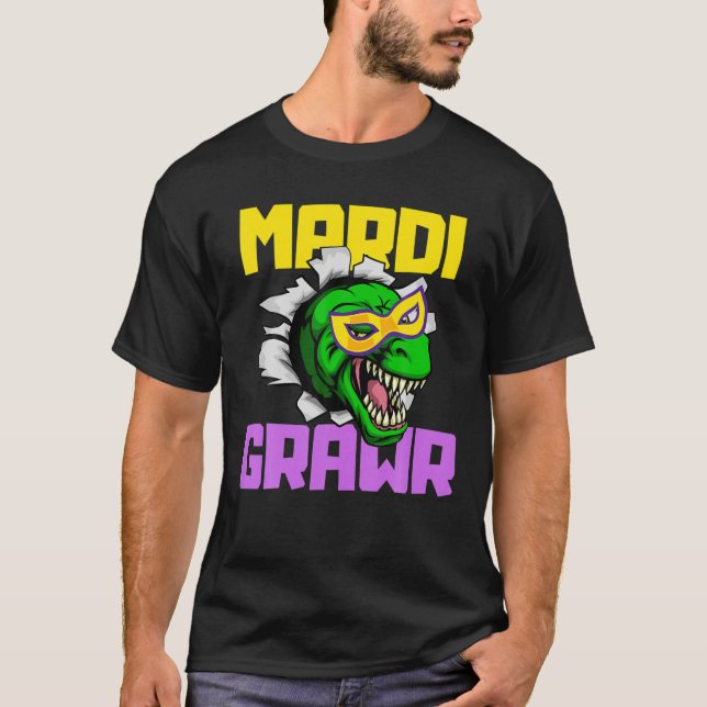 Camiseta Funny Dinosaur Mardi Gras Costume Essential (Frente)