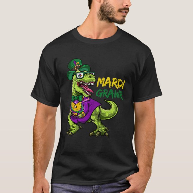 Camiseta Funny Dinosaur Mardi Grawr Apparel New Orleans T R (Frente)