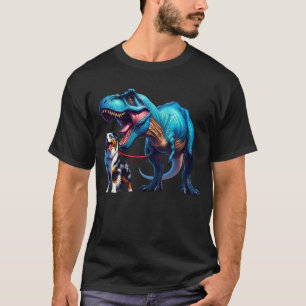 Camiseta Funny Dinossaur Australiano Pastor Andando Cão