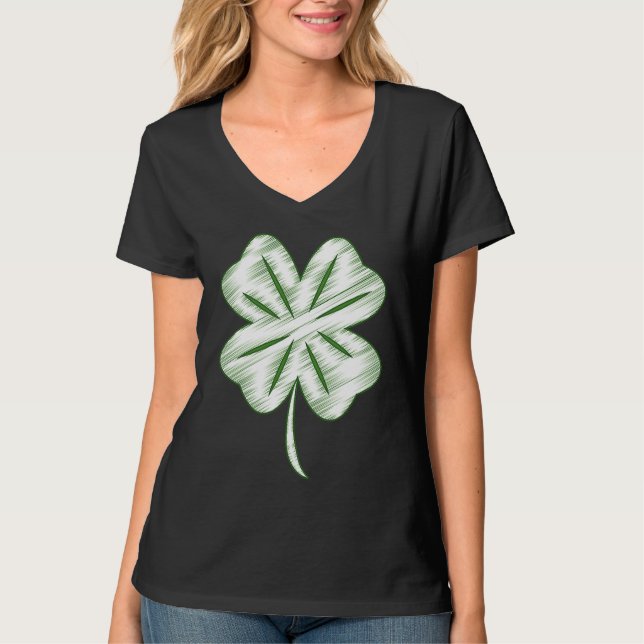 Camiseta Funny Distressed Four Leaf Clover St Patrick's Day (Frente)