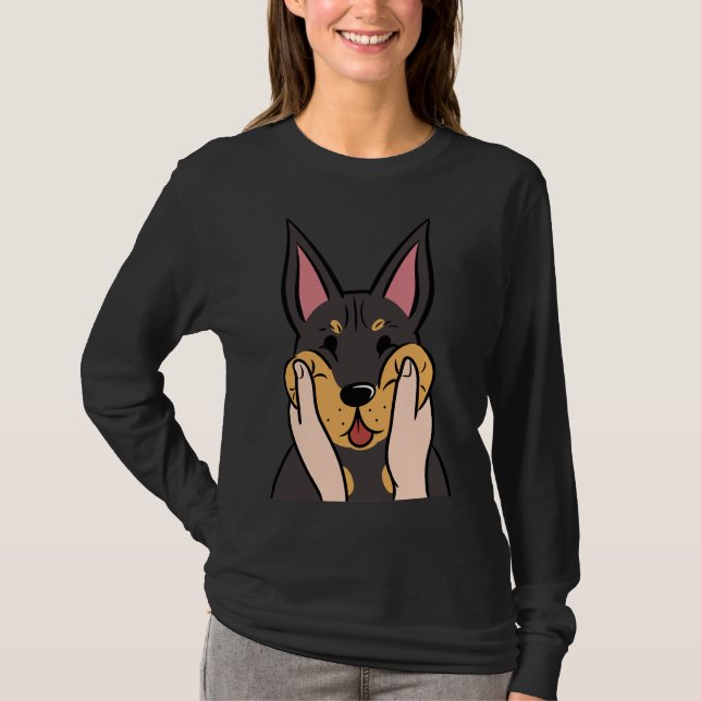 Camiseta Funny Doberman Chubby Cheeks (Frente)