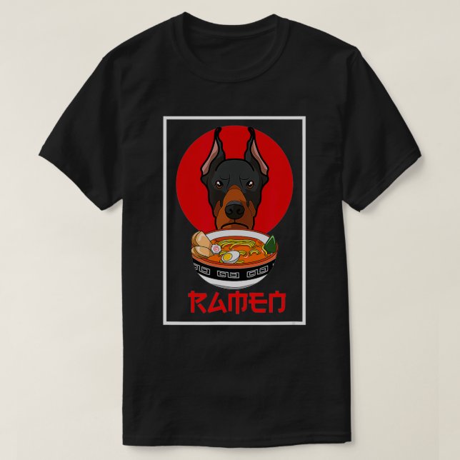 Camiseta Funny Doberman Pinscher Ramen Dog Gift (Frente do Design)