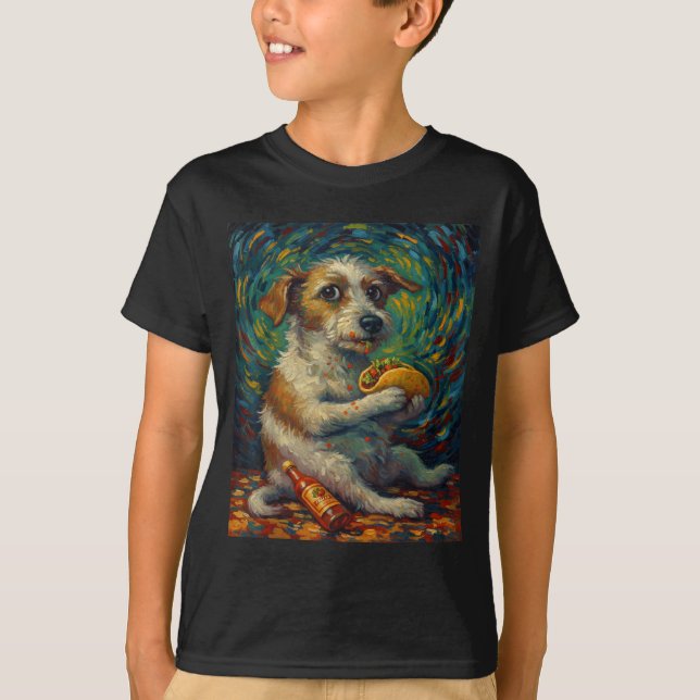 Camiseta Funny Dog Eating Taco Graphic Art Design  (Frente)