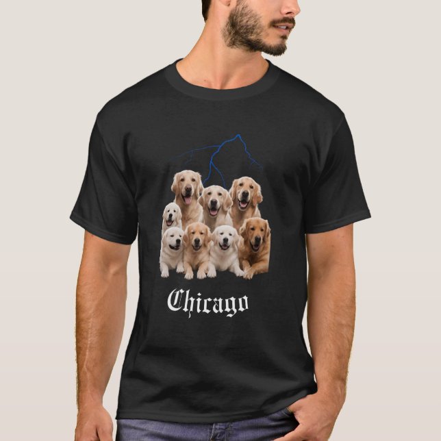Camiseta Funny Dog Golden Retriever Bootleg Chicago Illinoi (Frente)