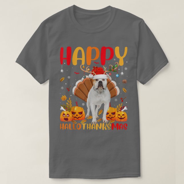 Camiseta Funny Dog Lover Happy American Bulldog HelloThanks (Frente do Design)