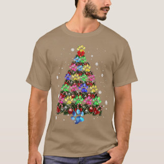 Camiseta Funny Dog Paws Christmas Lights Tree Decoration Xm