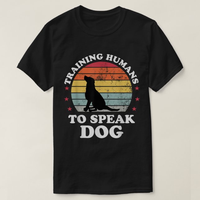 Camiseta Funny Dog Trainer Retro Sunset Design (Frente do Design)