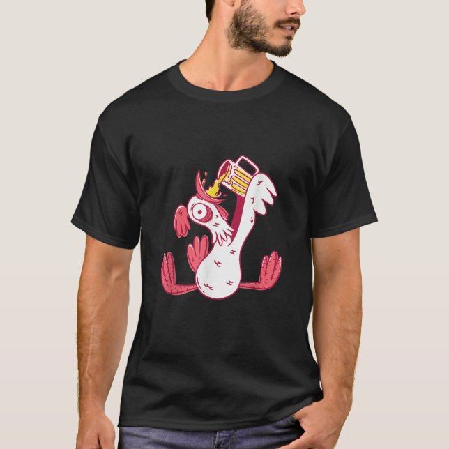 Camiseta Funny Drunk Rooster Animal Chicken Beer Alcohol Pa (Frente)