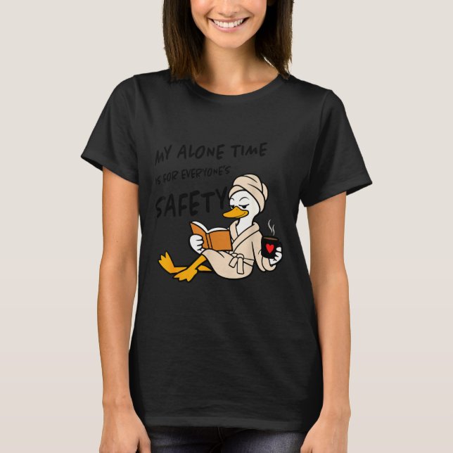 Camiseta Funny duck alone time safety introvert reading (Frente)