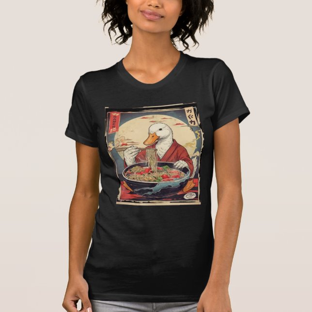 Camiseta Funny Duck Eating Ramen Japanese Art  (Frente)