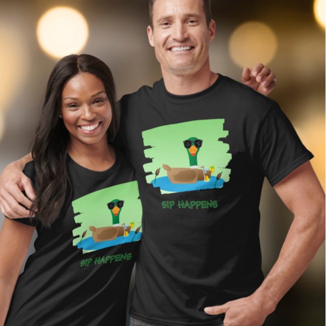 Camiseta Funny Duck Sip Happens (Criador carregado)