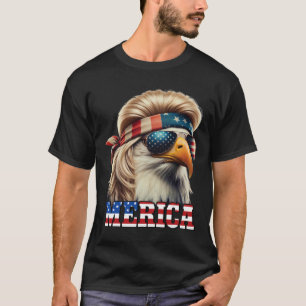 Camiseta Funny Eagle Merica 4 de julho Loira Wig Mullet Fun