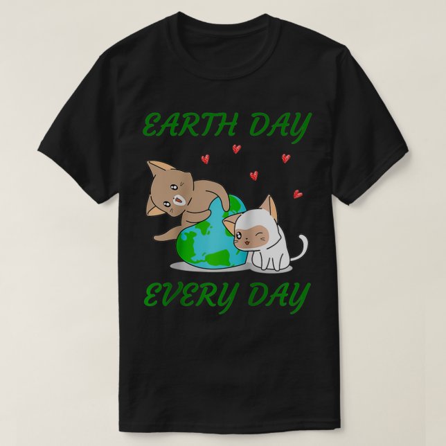 Camiseta Funny Earth Day 2022 Cats Cute Earth Heart (Frente do Design)