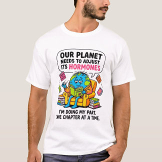 Camiseta Funny Earth Reading Book - Our Planet Needs To Adj