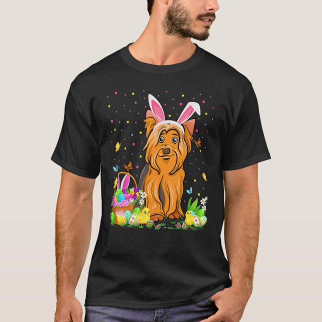 Camiseta Funny Easter Egg Hunting Yorkshire Terrier Dog Eas (Frente)