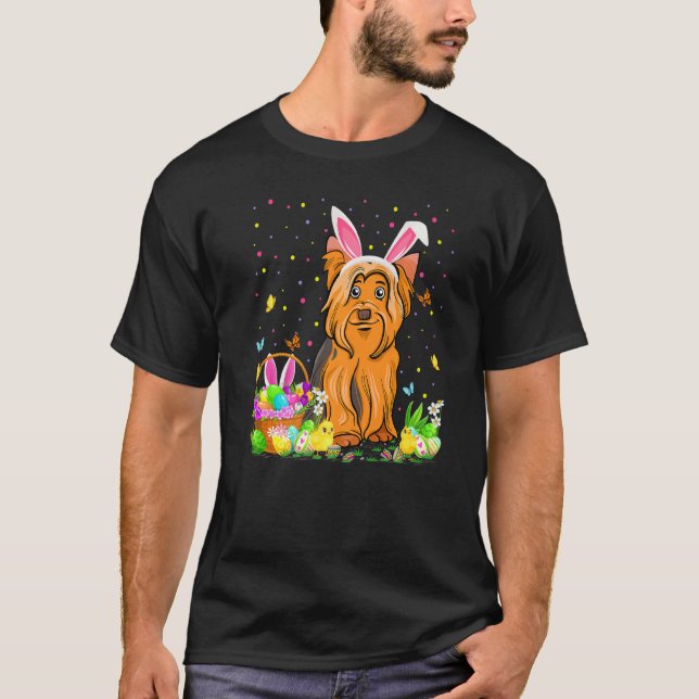 Camiseta Funny Easter Egg Hunting Yorkshire Terrier Dog Eas (Frente)