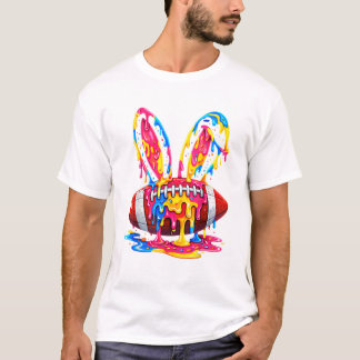 Camiseta Funny Easter Football Bunny Ears Paint Drip Graphi