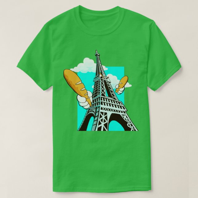 Camiseta Funny Eiffel Tower French Bread Baguette (Frente do Design)